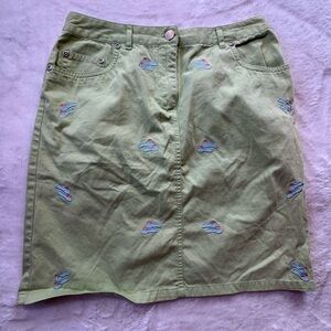 Charter Club Womens Skirt 6P Bright Summer Coastal Flip Flop Embroidered Midi